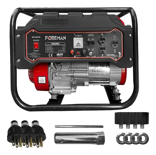Generador Portátil A Gasolina 3000w Bifásico Con Tecnología Avr 120/220v Foreman Fog3000