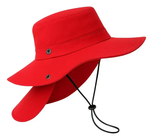 Sombrero Con Proteccion En Cuello Contra El Sol De Campismo Color Rojo Talla Unitalla Adulto