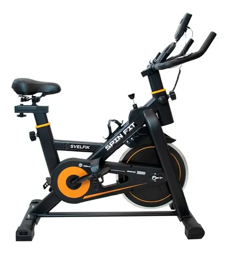 Bicicleta de spinning Svelfik Spin Fit resistencia magnética volante 6kg negra/naranja