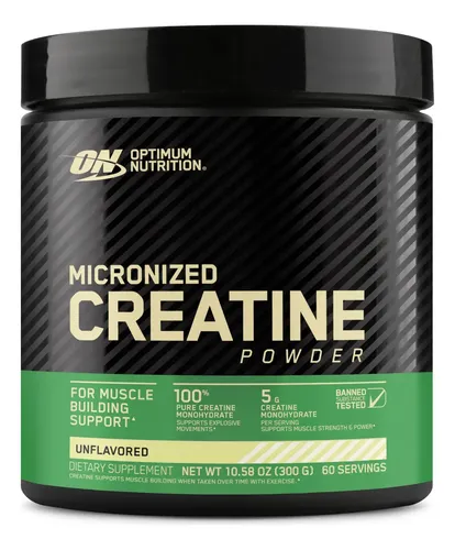 Optimum Nutrition Powder Creatina Micronizada 300g 60 Porciones de 5g Mejora Fuerza y Rendimiento Suplemento Deportivo de Alta Pureza​ Sin Sabor