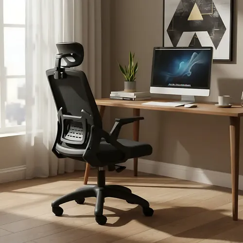 Silla Escritorio Ejecutiva Oficina VBELL Secretarial Ergonomica negra