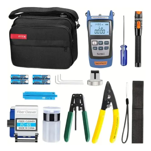 Kit Herramientas Fibra Óptica Medidor Potencia Cortadora FC-6S Tacopaco