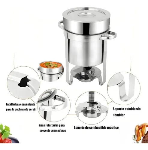 Bufetera Para Sopa Redonda De Acero Inoxidable Con Tapa 11 L,Bufetera De acero Inoxidable