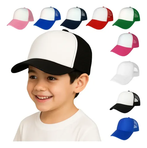 5 Gorra Infantil D Malla Esponja Trucker Camionero Color B/negro