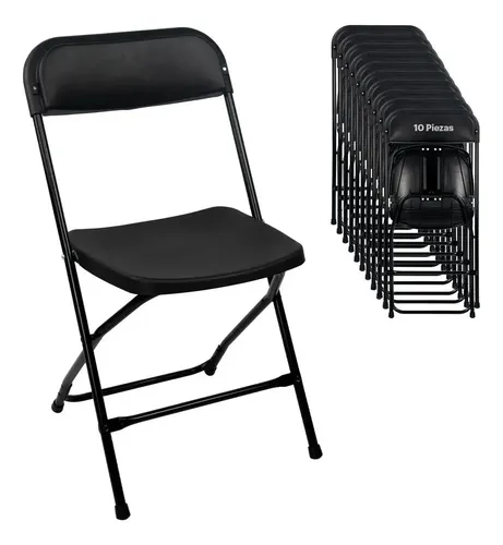 Set 10 Sillas Plegables Plástico Resistente Fiesta Jardín Eventos