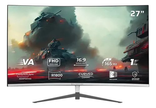 Monitor Gamer Curvo 27" VA / Ultra Earth II MGM27C / FHD R1800 / 180Hz / 1ms / F-Sync / G-Sync / Flicker-Free / 1xHDMI 1.4 + 1xDP 1.2 + 1xTipo C Display + 3.5 mm / VESA 100mm / Legend PEM Blanco