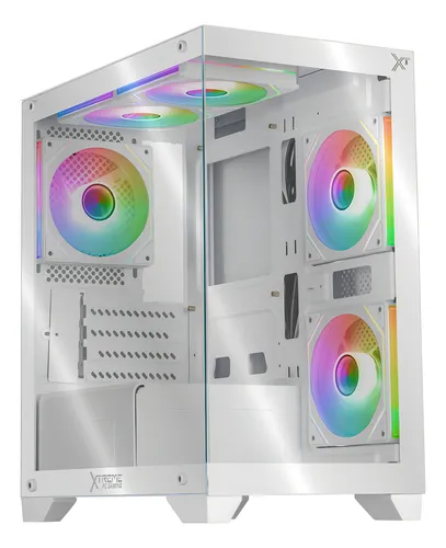 Gabinete Xtreme Pc Gaming Crystal Hive Mini Torre 5 Fan Argb Blanco Cxt3600wt