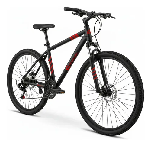 Bicicleta De Montaña Tourney Rodada 26 Freno De Disco 21 Velocidades Color Negro Rojo Bluelander