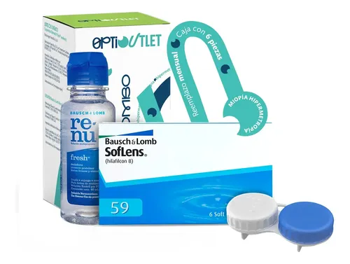 Lentes de Contacto SofLens 59 Bausch + Lomb Graduados con Estuche y Solución Kit Marca Optioutlet Para Hipermetropia +5.50