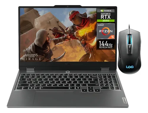 Laptop Gamer LENOVO LOQ NVIDIA GeForce RTX 3050 AMD Ryzen 5 7235HS 16GB DDR5 512GB SSD 15.6" Full HD 144Hz W11 Teclado Español Mouse Gaming Estable