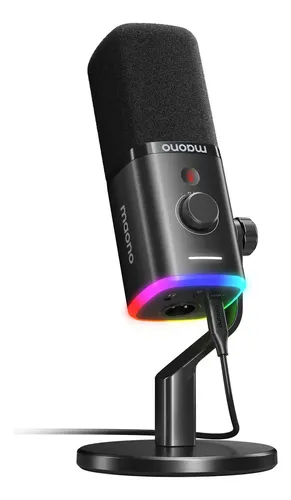 Micrófono Dinámico Maono PD100X RGB para PC Gamer con Conexión USB y XLR