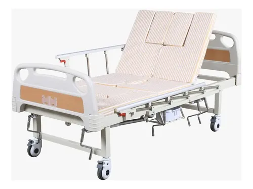 Gambimedic Cama Hospital Multifuncion 5 Posiciones Manual Baño Mesa Color Blanco Colchon Elevacion De Respaldo y Reposapiernas Giro Lateral Izquierda o Derecha Lavado de Pies Soporta 260kg