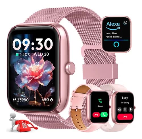 Reloj Inteligente Mujer Smart Watch Mujer Alexa Resistente Al Agua 1.85'' Reloj Smartwatch Dama Bluetooth Llamadas Deportivo Aitafy Notificación Mensajes Monitoreo De Salud Las 24 Horas De 3 Correas
