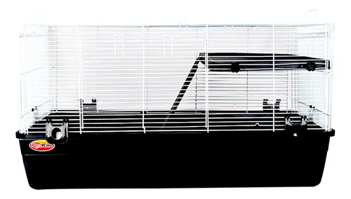 Jaula Premium Para Conejo Hurón Cuyo | Nivel Con Rampa | 84x49x45cm | Color Negro