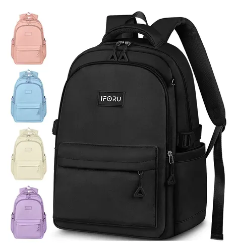 Mochila Escolar Viaje Para Laptop Juvenil Mochilas Antirrobo Y Impermeable Colore Negro Iforu