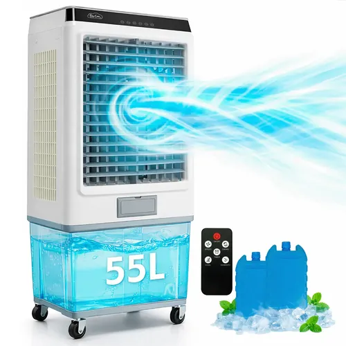 Enfriador De Aire Evaporativo De 55l Ventilador Portátil Color Blanco