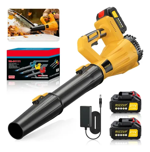Rizzup Soplador De Aire Inalambrica Hojas Electrica Herramientas Ideal Para Césped, Jardín, Hojas, Polvo Jardineria Con 2 Batería