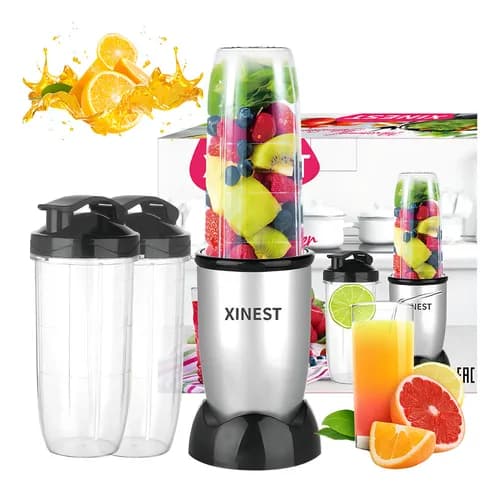 Xinest 500w Plata Licuadora Portátil Con 2 Vaso De Plástico Color Plateado