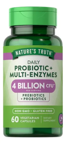 Nature's Truth Probióticos Prebióticos Multienzimas 60 Cápsulas Veganas