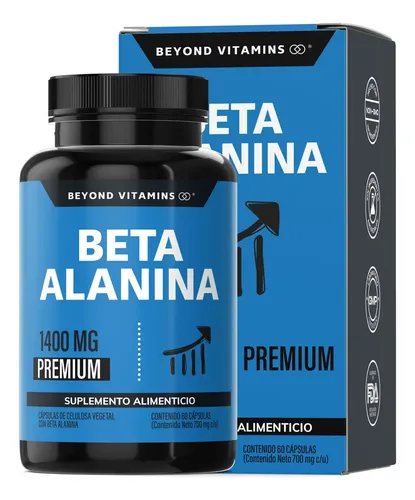 Beta Alanina Premium 1400mg | 100% Máxima Pureza - Capsulas Veganas Pre Entreno - Pre Workout | Vitaminas Mujer / Hombre - 100% Puro - 60 Cápsulas