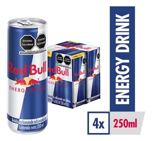 Pack de 4 latas Red Bull Energetic, bebida energética, 250 ml