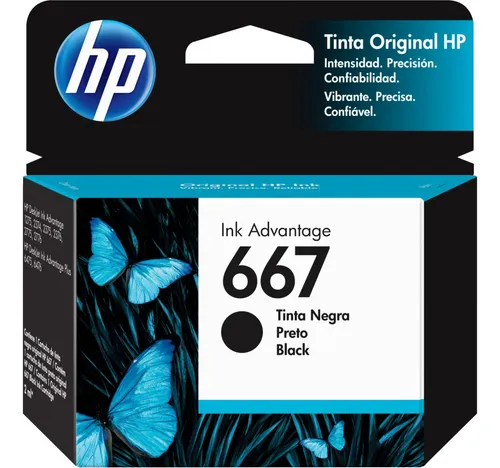 Cartucho de tinta HP 667 de color negro de 2 ml