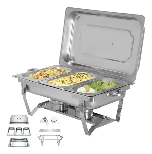 Chafer Buffet Banquete Rectangular Acero Inoxidable 12 Lts