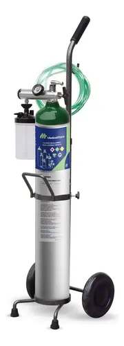 Tanque Oxígeno Portátil 680 Litros con Carrito Ajustable Regulador Preciso Cánula Nasal Vaso Humidificador Kit Completo Transporte Fácil Seguro Confiable Medical Store