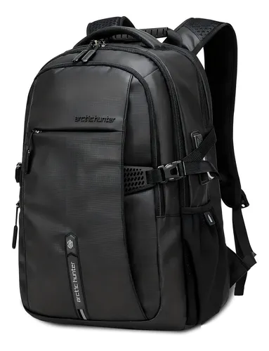 Mochila Escolar Hombre Antirrobo Viaje Impermeable Arctic Color Negro Diseño De La Tela Liso