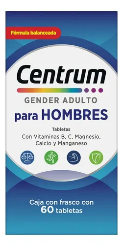 Multivitamínico Centrum Gender +50 Hombre con Vitamina B, Vitamina C, Magnesio y Zinc, 60 Tabletas