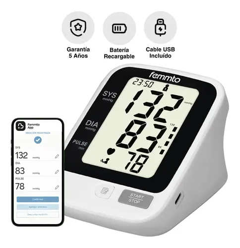 Baumanometro Digital Batería Recargable USB Monitor Medidor de presion arterial Tensiometro Aparato Checador de presion FEMMTO
