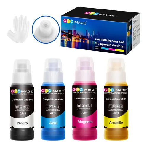 Kit 4 Tinta Para 544 Para Epson L1110 L1210 L3110 L3150 Negro And Tricolor