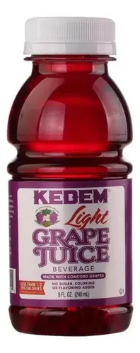 Jugo Uva Light Kedem 240 ML Botella Plástico Uvas Concord 100% Natural Kosher Certificado Parve Sin Gluten Bajo Calorías Azúcar Carbohidratos Saludable Dietético Bebida Refrescante Práctica