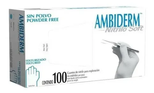 Guantes descartables antideslizantes Ambiderm Soft color blanco talle G de nitrilo x 100 unidades