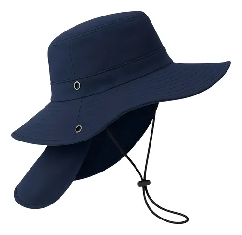 Sombrero Con Proteccion En Cuello Contra El Sol De Campismo Color Azul Marino Talla Unitalla Adulto