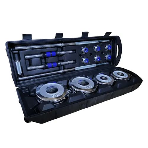 Kit Pesas Mancuernas Ajustables 50 Kg Lincky Barra Recta 1” Discos Maletín Tuercas Seguridad