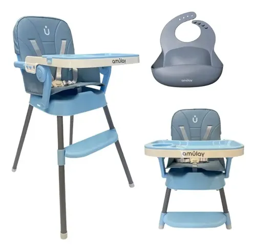 Silla Periquera Para Bebe Alta Plegable Portatil 3 En 1 Color Azul