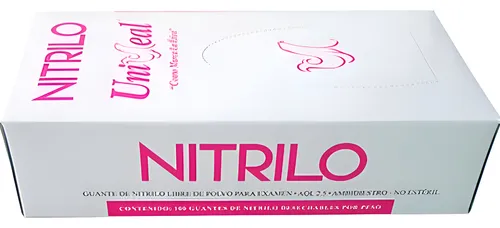 Guantes de nitrilo rosas UniSeal antideslizantes talla chica x100
