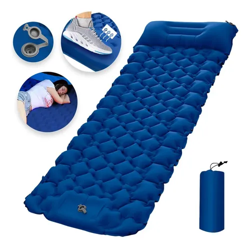 Colchón Autoinflable Portátil Cama Para Acampar Colchoneta Color Azul