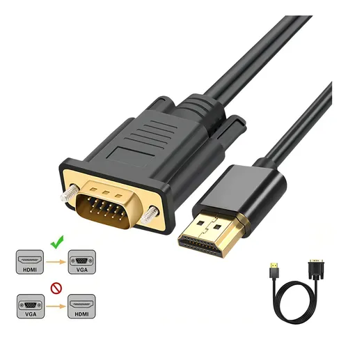 Conector Macho Adaptador Hdmi Macho A Vga Macho Cable Hdmi A Vga Adaptador Macho Conversor 1080p 60hz Full Hd 1.8 Metros Negro HDMI2VGA180