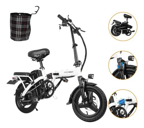 HONEY WHALE S6-S Bicicleta Eléctrica 35KM/H-750W-40KM-10.4AH-(MAX)Velocidad-Potencia-Autonomía-Capacidad de la Batería, Moto Bici Plegable para Adultos, 3 Modos de Conducción HONEYWHALE