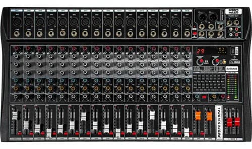 Mezcladora Mixer Audiotek 16 Canales con Bluetooth USB para Estudio de Sonido Audio Profesional Control Eq y Funcion Grabacion