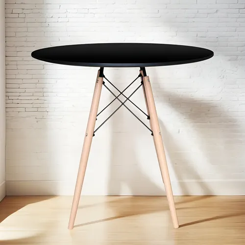 Mesa Redonda Eames De Madera Styrka Minimalista Color Negro