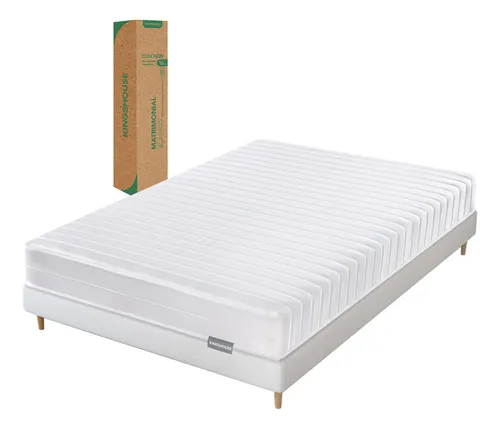 Colchón Matrimonial En Caja 16cm Alto Estructura De Resortes Espuma De Alta Densidad Memory Foam Antiácaros Hipoalergénico Peso Soportado 120kg Color Blanco Kingshouse