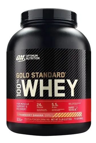Suplemento Optimum Nutrition Proteína Proteína Gold Standard 100% Whey sabor strawberry banana de 2.27kg en polvo
