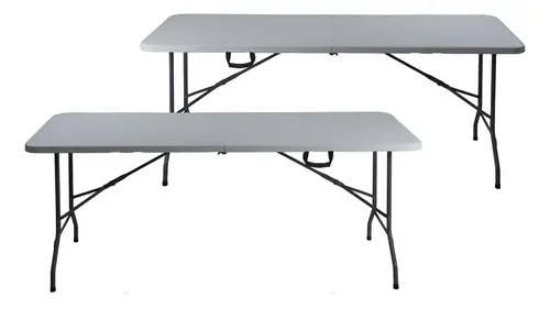 Paquete De 2 Mesas Plegables Portafolio De Plástico 1.8 Color Blanco