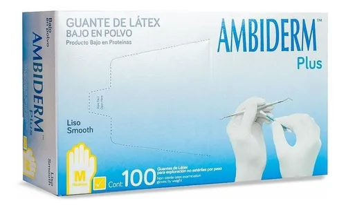 Guantes descartables Ambiderm Plus color amarillo talle M de látex con polvo x 100 unidades