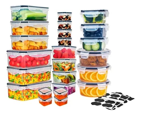 24 Contenedores Tupper Herméticos Tapa De Seguridad Blanco