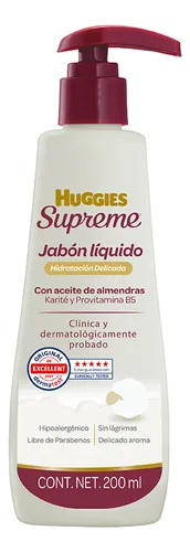 Jabón 2 en 1 Huggies Supreme Hidratación Delicada 200 ml