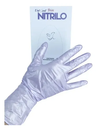 Guante De Nitrilo Metálico Uniseal Color Lila Talla Ch